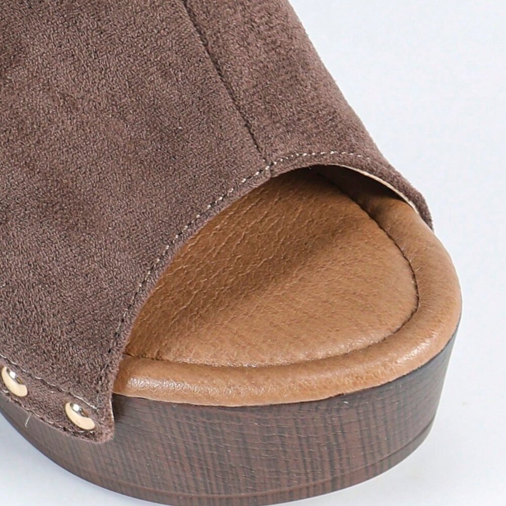 Dark Brown Women's chunky platform High Heel Sandals - Picture 9 of 9